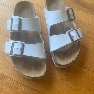 Birkenstock White Nubuck Leather Sandal